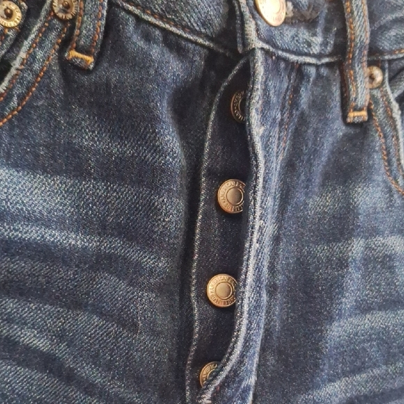 American Eagle Distressed Wide Leg Crop Button Fly - Picture 5 of 9